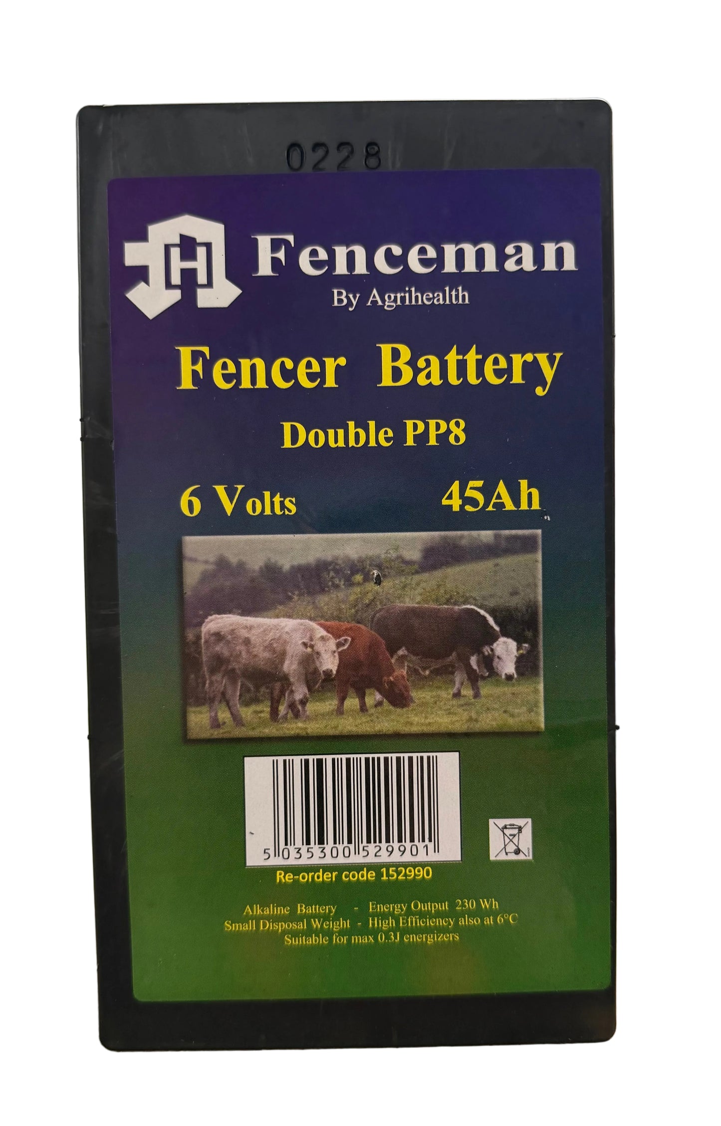 Fenceman Double PP8 Fencer Battery 6V 45Ah
