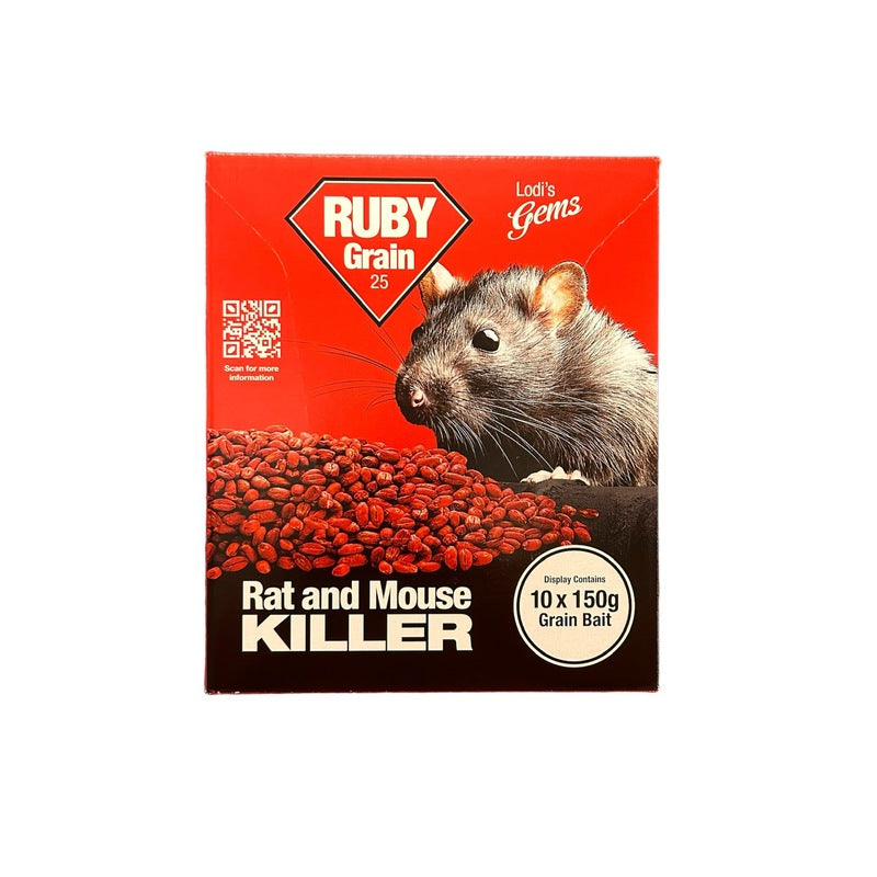 Ruby Grain 25 150G Pouch Box Of 10 Rat & Mouse Killer – W.E. Jameson ...