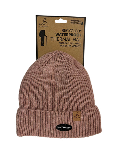Bartleby Plain Waterproof Thermal Sherpa Lined Hat – Blue, Salmon, White (One Size)