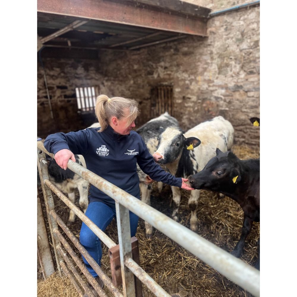Horner Longhorn Shearing 'No Farmers, No Food' Navy 1⁄4 Zip Sweat