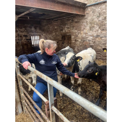 Horner Longhorn Shearing 'No Farmers, No Food' Navy 1⁄4 Zip Sweat