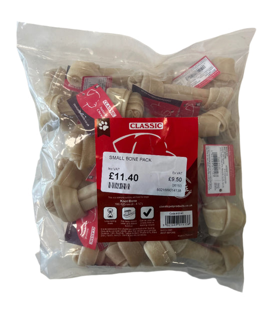 Classic Hand Made Knot Bone Natural Dog Chews Pack