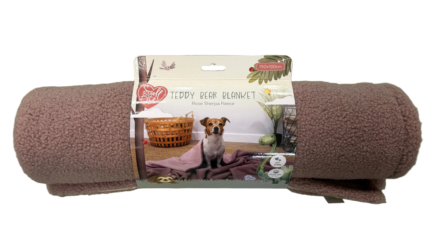 Small Bite Teddy Bear Pet Blanket 150 x 100cm Assorted Colours