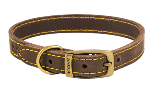 Ancol Timberwolf Brown Leather Leather Luxury Dog Collar