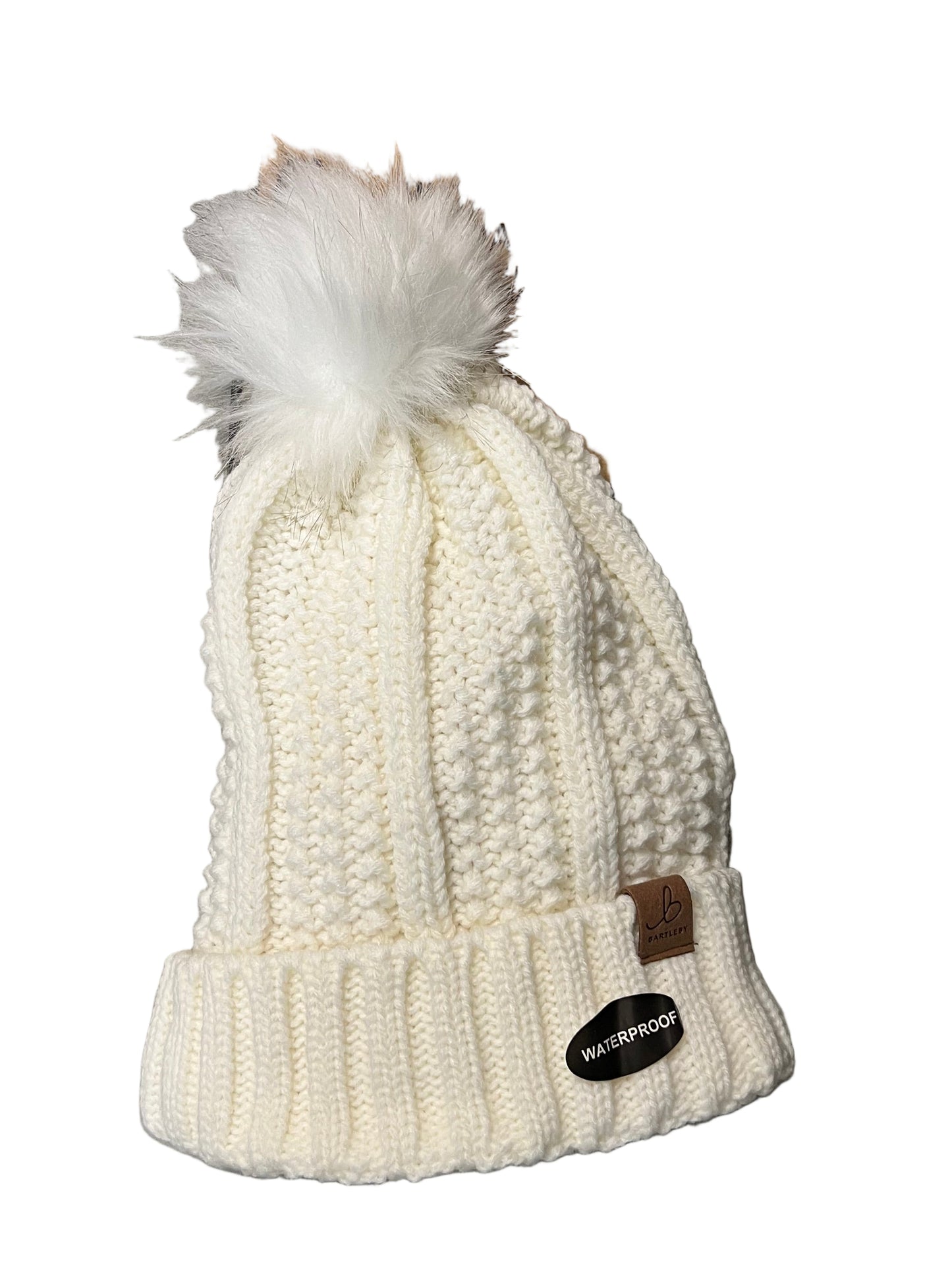 Ladies Waterproof Chunky Knit Sherpa Lined Bobble Hat (4 Colours)